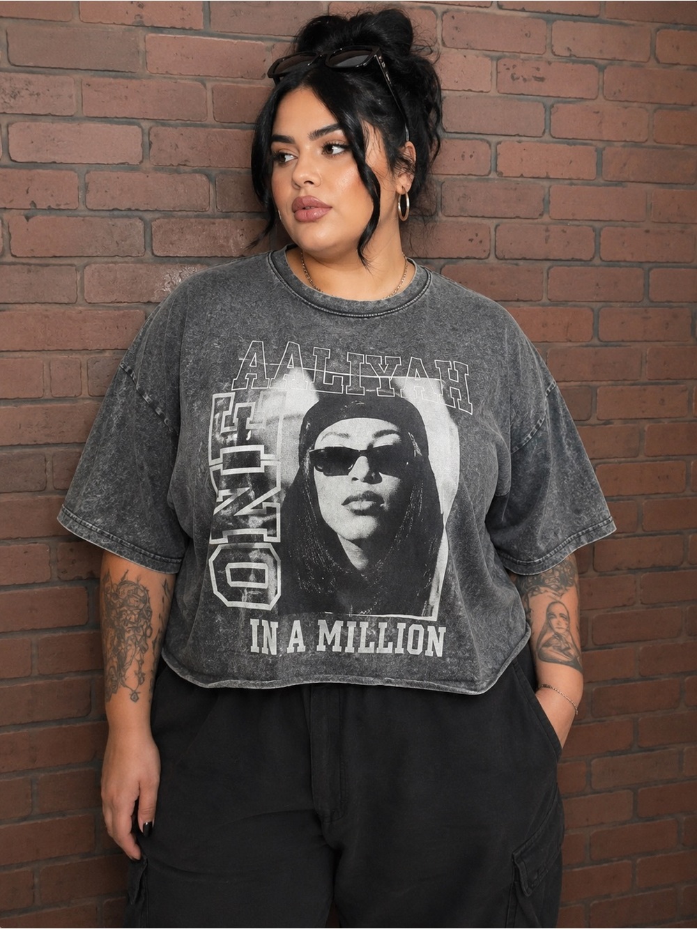 Aaliyah One in a Million Graphic Tee 3X Oversized Acid Wash Y2K Streetwear